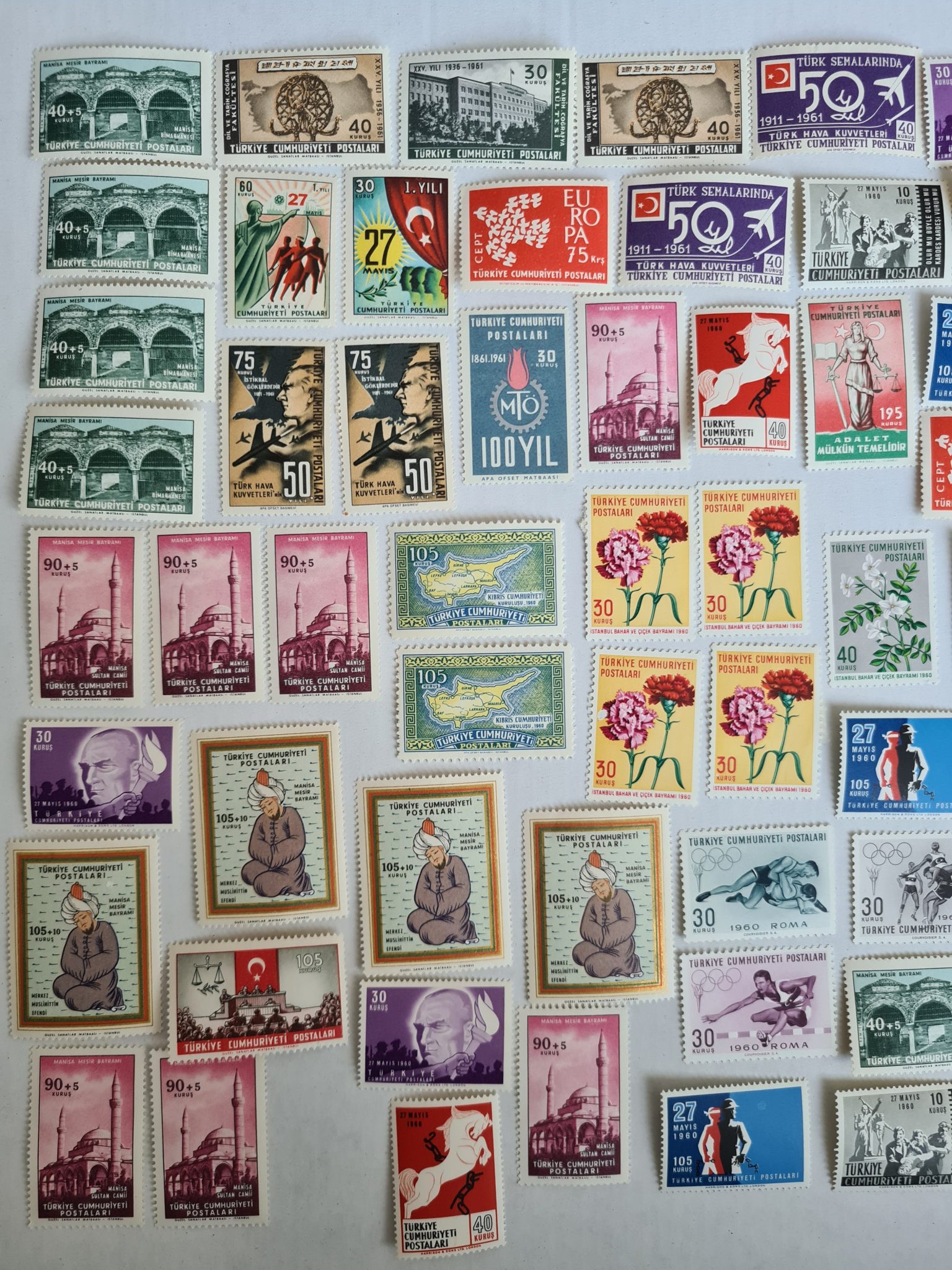 1960-cumhuriyet-damgası-posta-pulları-lotu-3