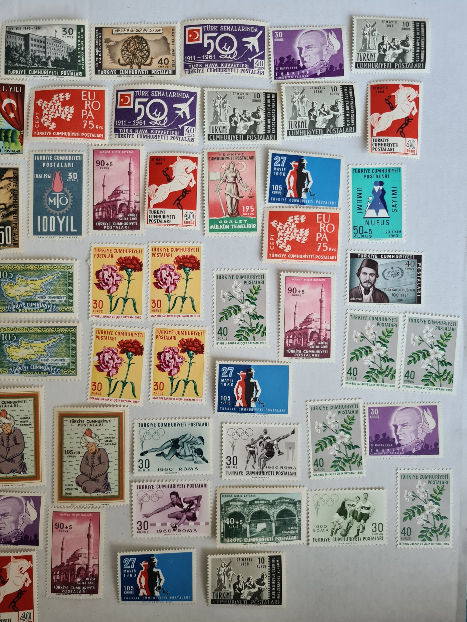 1960-cumhuriyet-damgası-posta-pulları-lotu-4