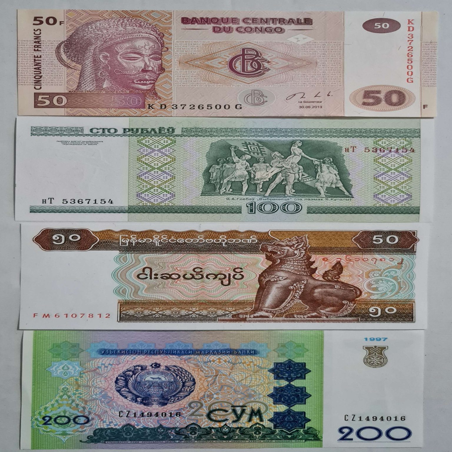 4-yabancı-kağıt-para-lotu-kongo-myanmar-özbek-belarus-1