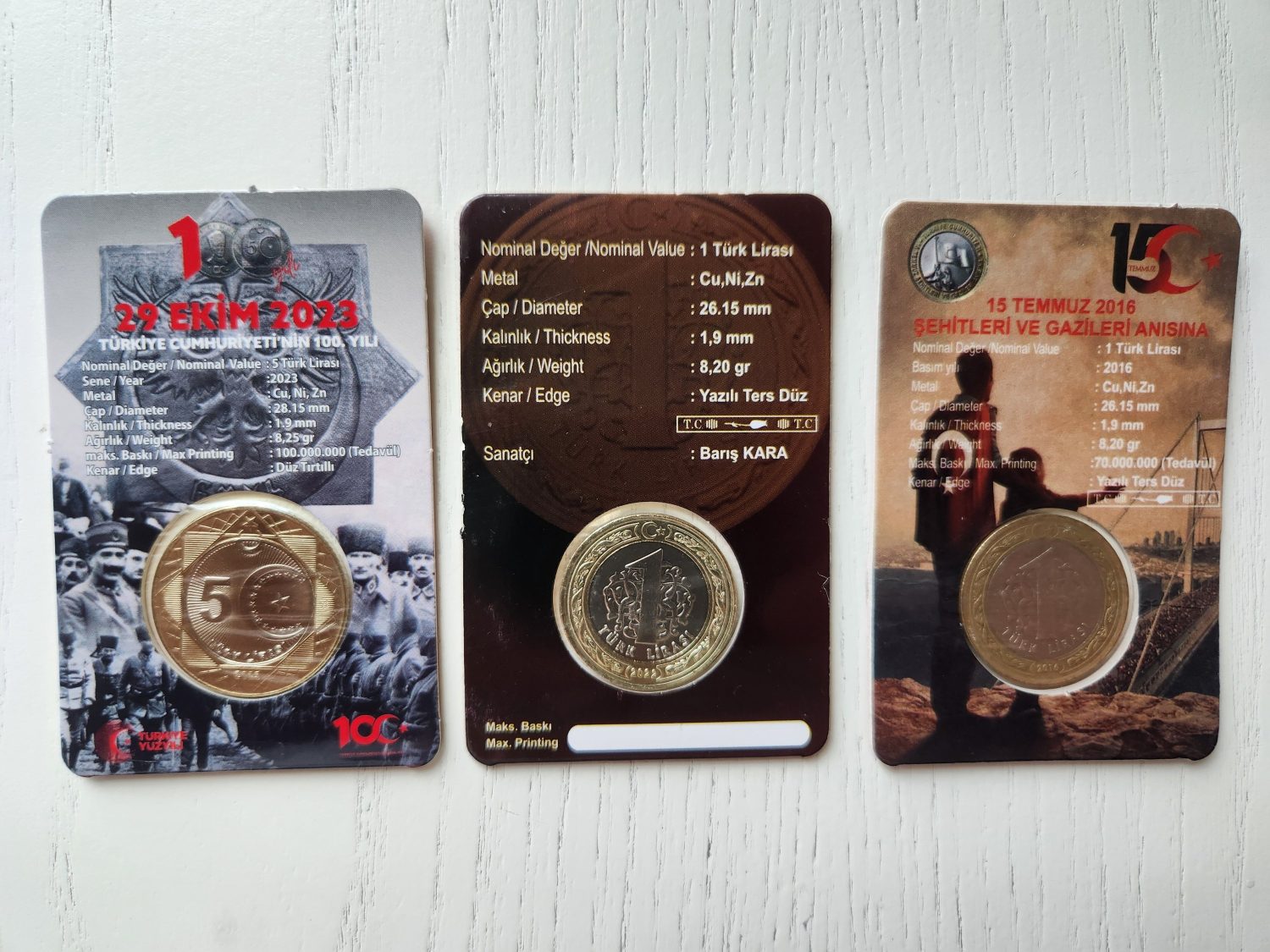 3lü Hatıra 1 Lira ve 5 Lira Para Kiti Seti 29 Ekim 15 Temmuz 2023 1 Lira - Görsel 2