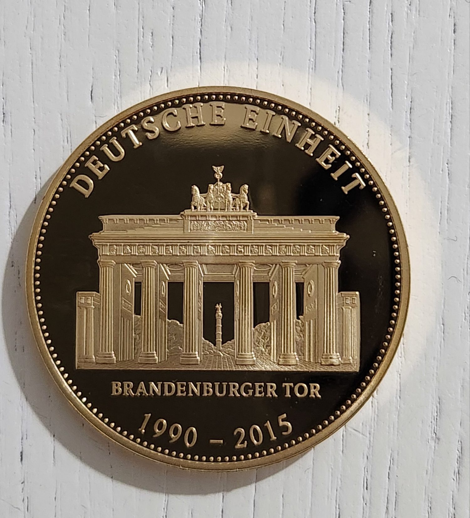 1990 Alman Hatıra Madalyon 4cm Çap Altın Kaplama - Görsel 3