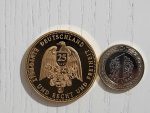 1990 Alman Hatıra Madalyon 4cm Çap Altın Kaplama - Görsel 2