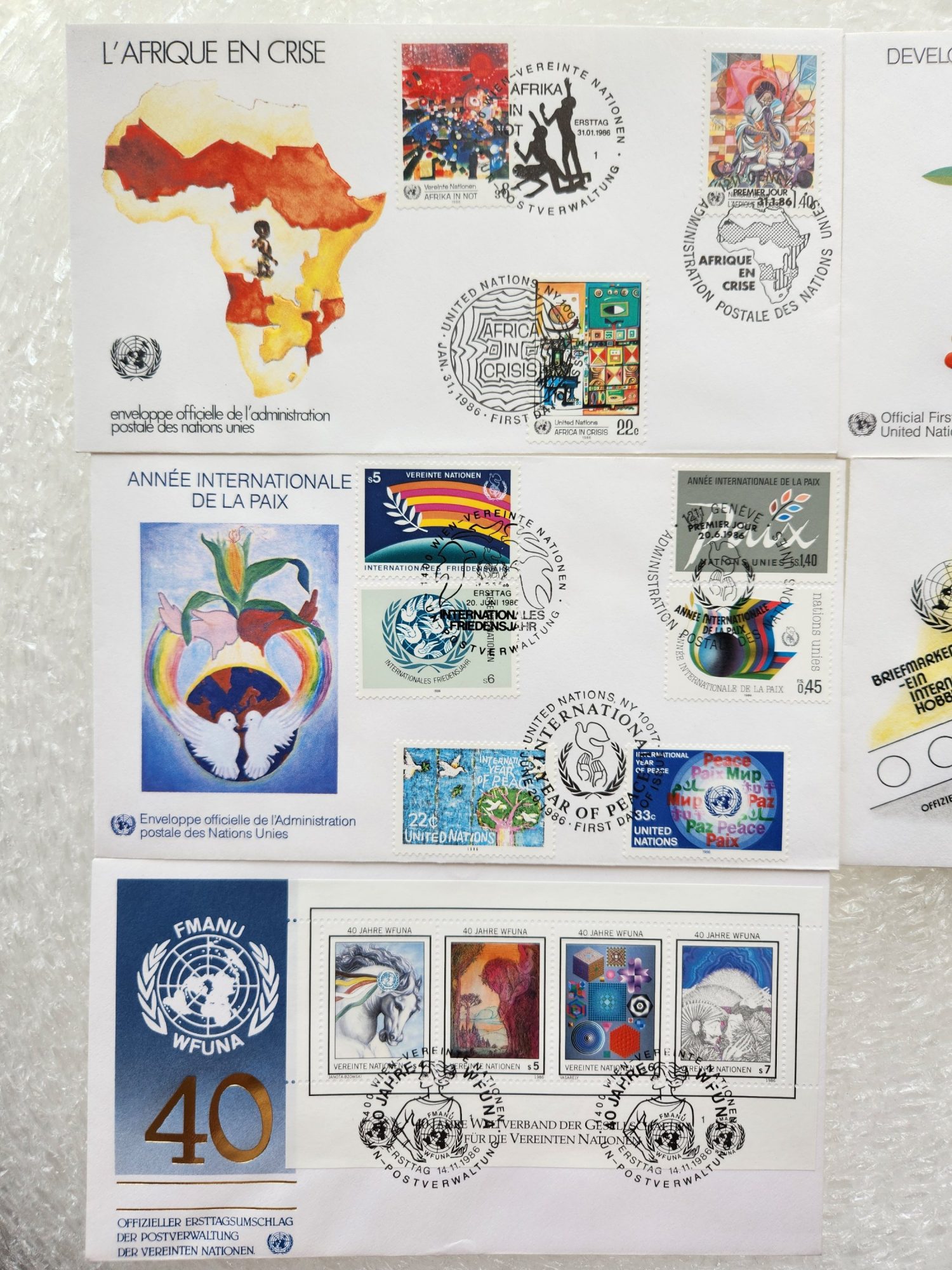 5 Adet Zarf Pullu Birleşmiş Milletler FDC - Görsel 2