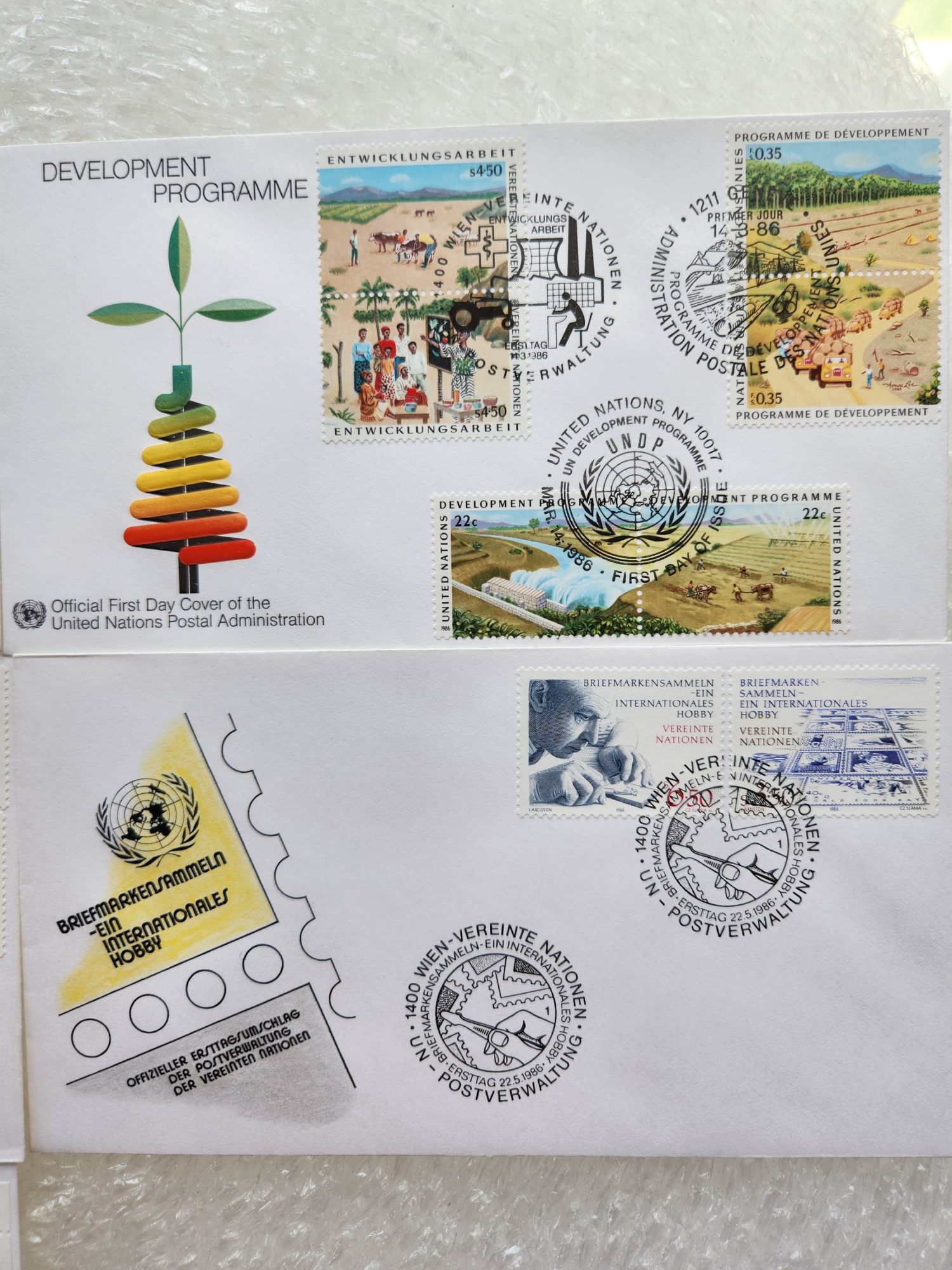 5 Adet Zarf Pullu Birleşmiş Milletler FDC - Görsel 3