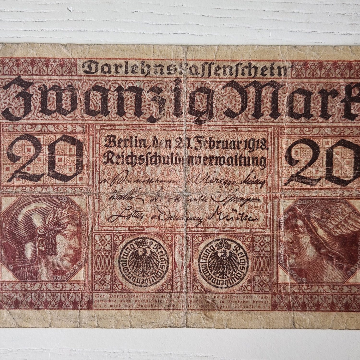 1918 Tarihli Alman 20 Mark Orijinal