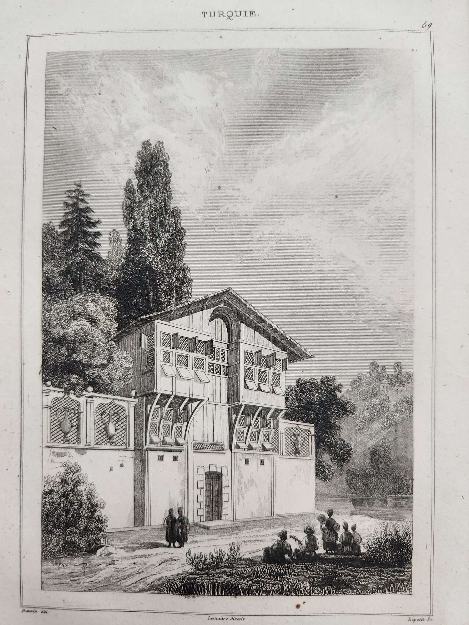 Paspartulu Türk Konağı Çelik Baskı Nadir - Görsel 3