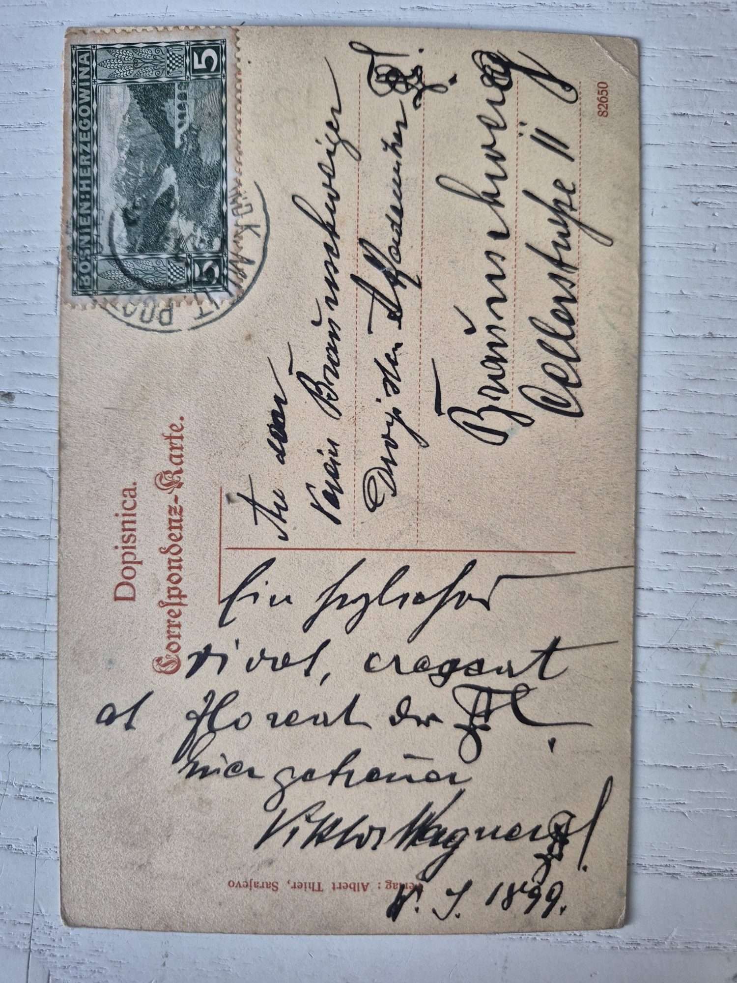 1899 Tarihli Borsa Hersek Türk Ailesi Kartpostal Sarayevo - Görsel 3