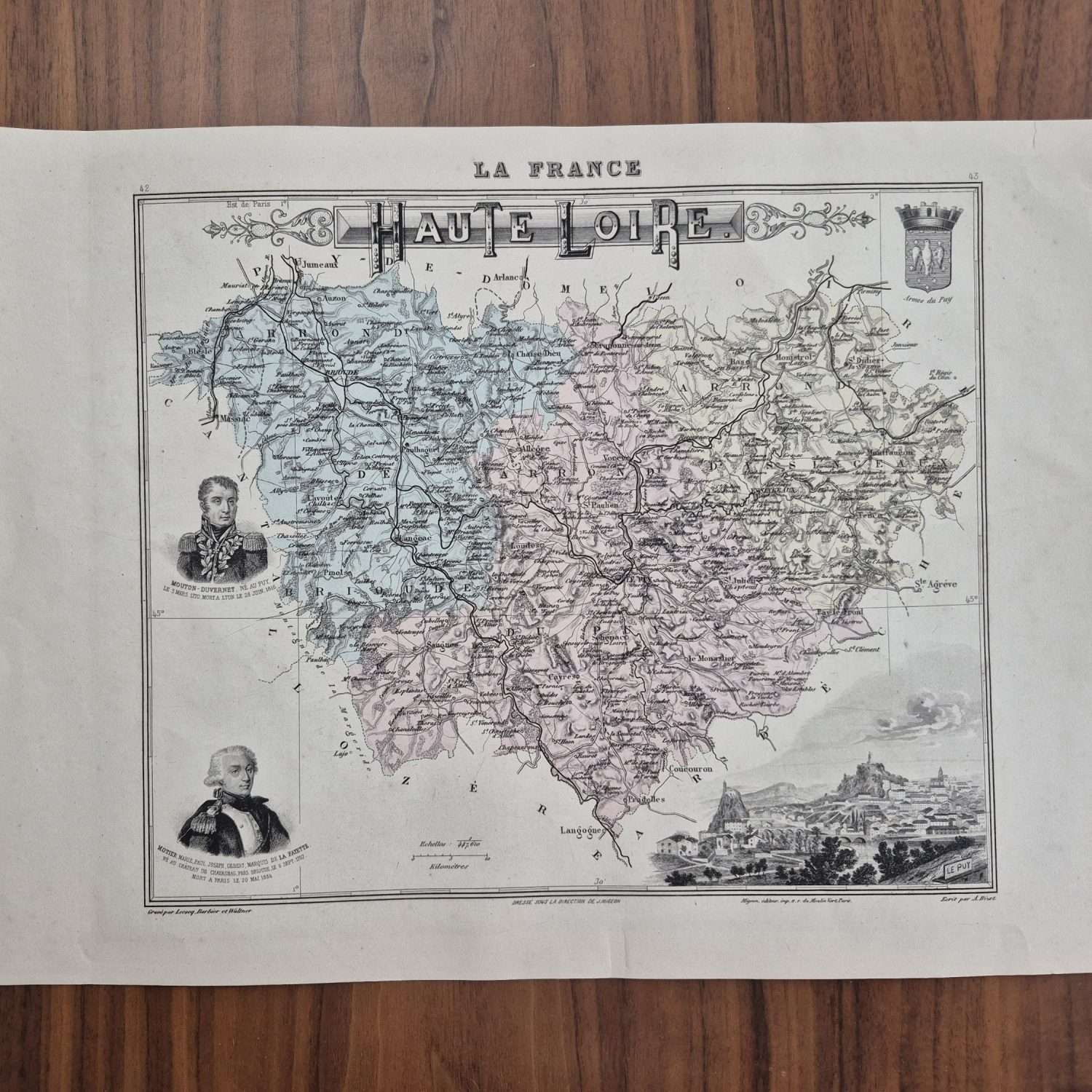 19.YY Çelik Baskı Fransa Haritası Gravür