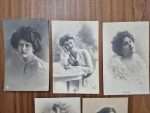 5 Adet 1900ler Fransız Kadın Kartpostal - Görsel 3