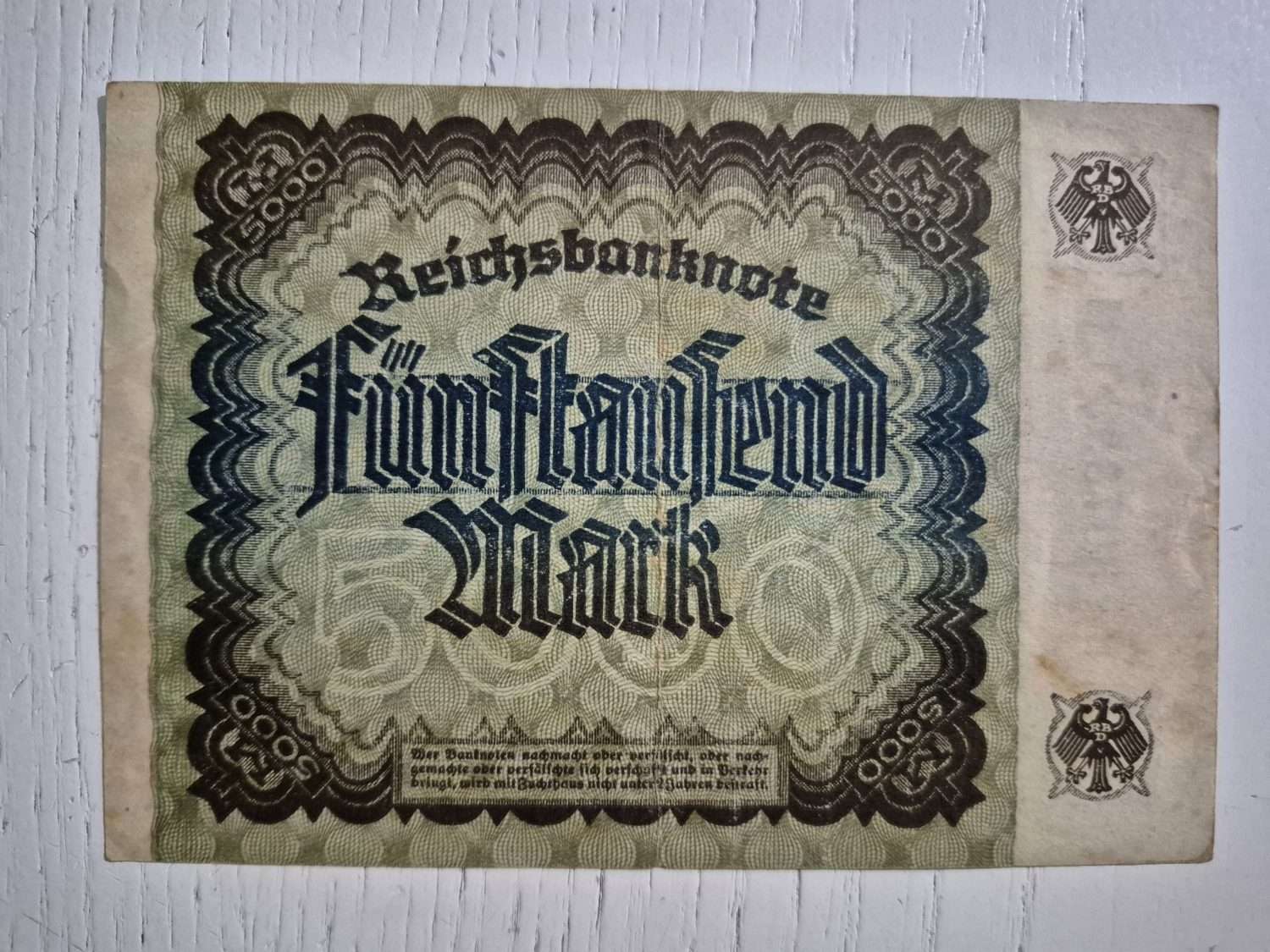 1922 Alman 5000 Mark Banknot Temiz - Görsel 2