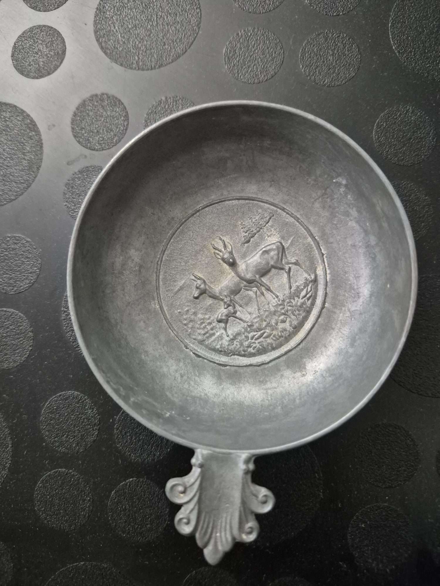 8cm Zinn Antika Şarap Tadım Kasesi Damgalı - Görsel 2