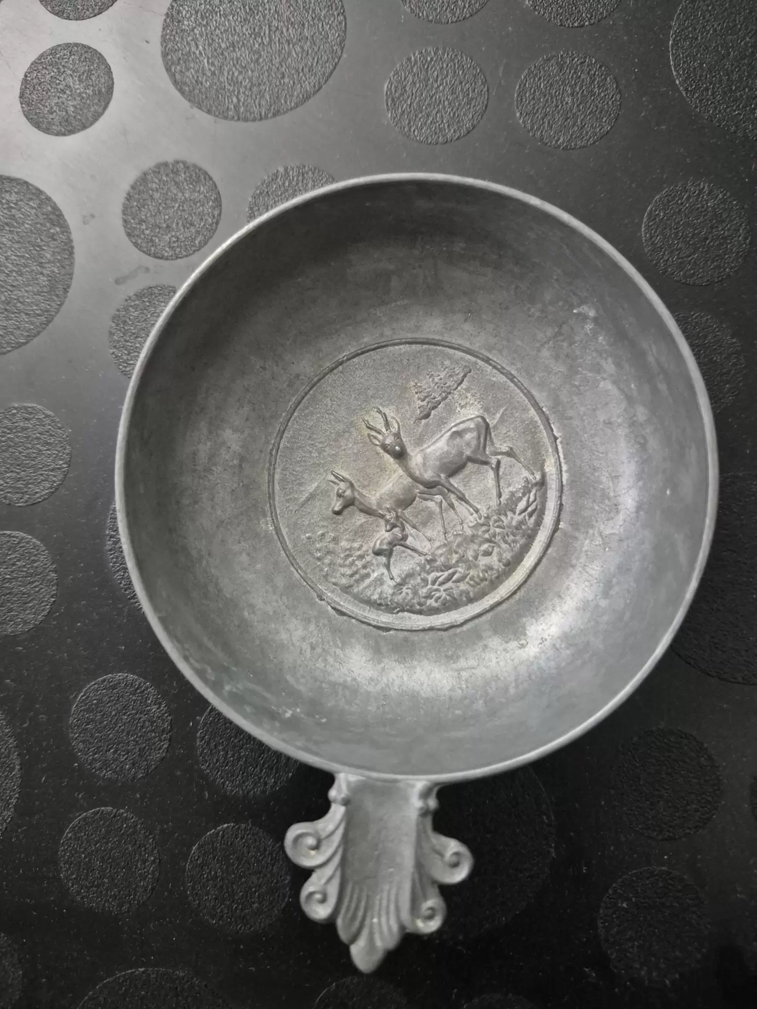 8cm Zinn Antika Şarap Tadım Kasesi Damgalı - Görsel 2