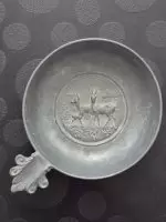8cm Zinn Antika Şarap Tadım Kasesi Damgalı
