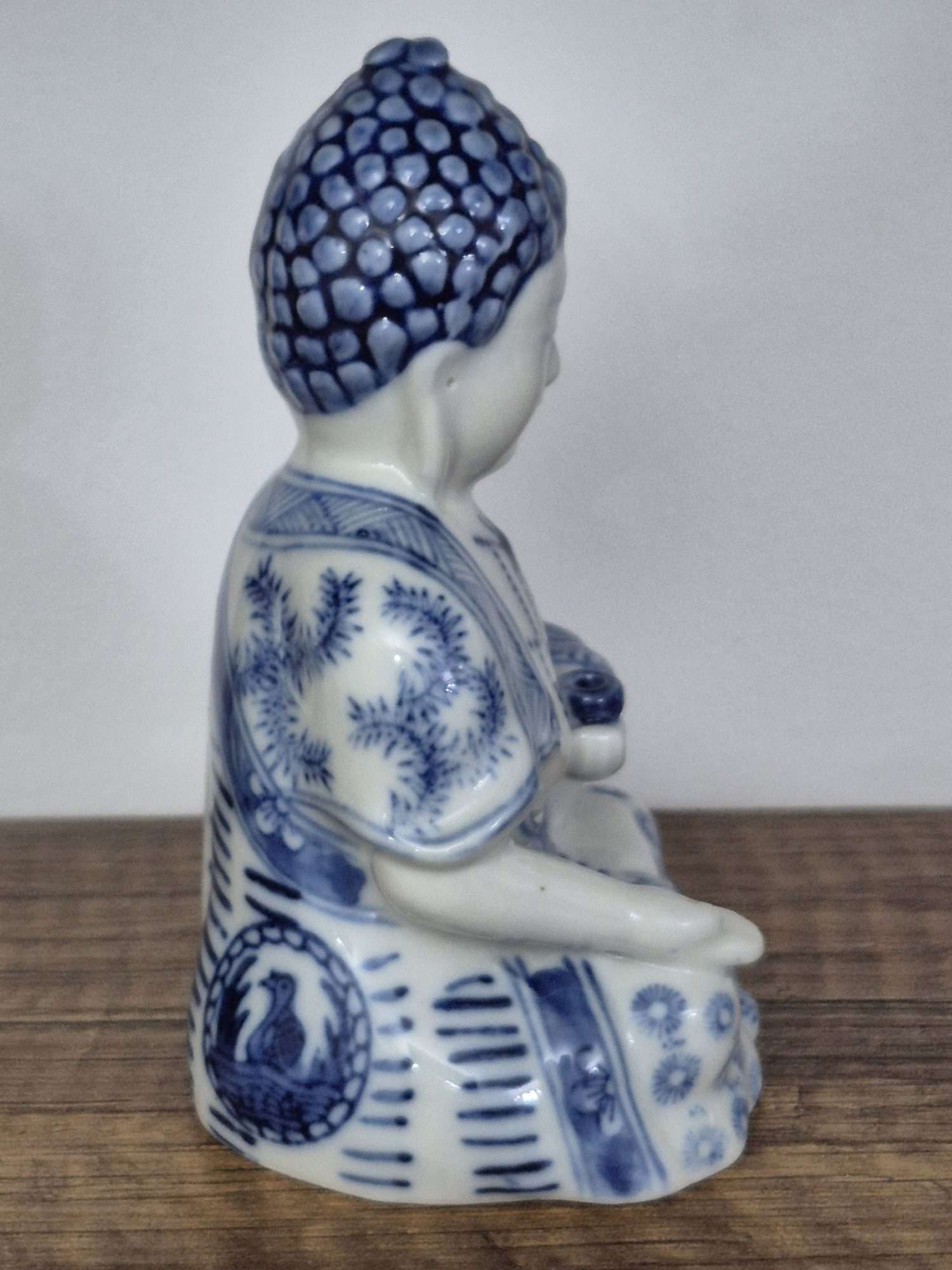14cm Mavi Beyaz Buda Heykeli Porselen Biblo - Görsel 2