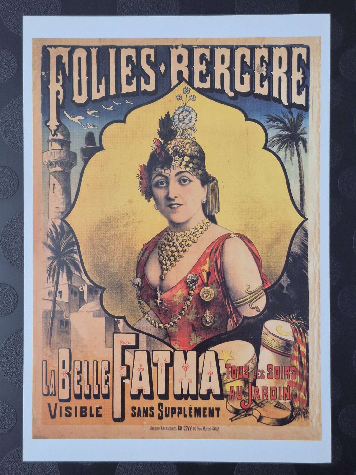 Vintage Folies Bergere La Belle Fatma Kağıt Poster Temiz - Görsel 2