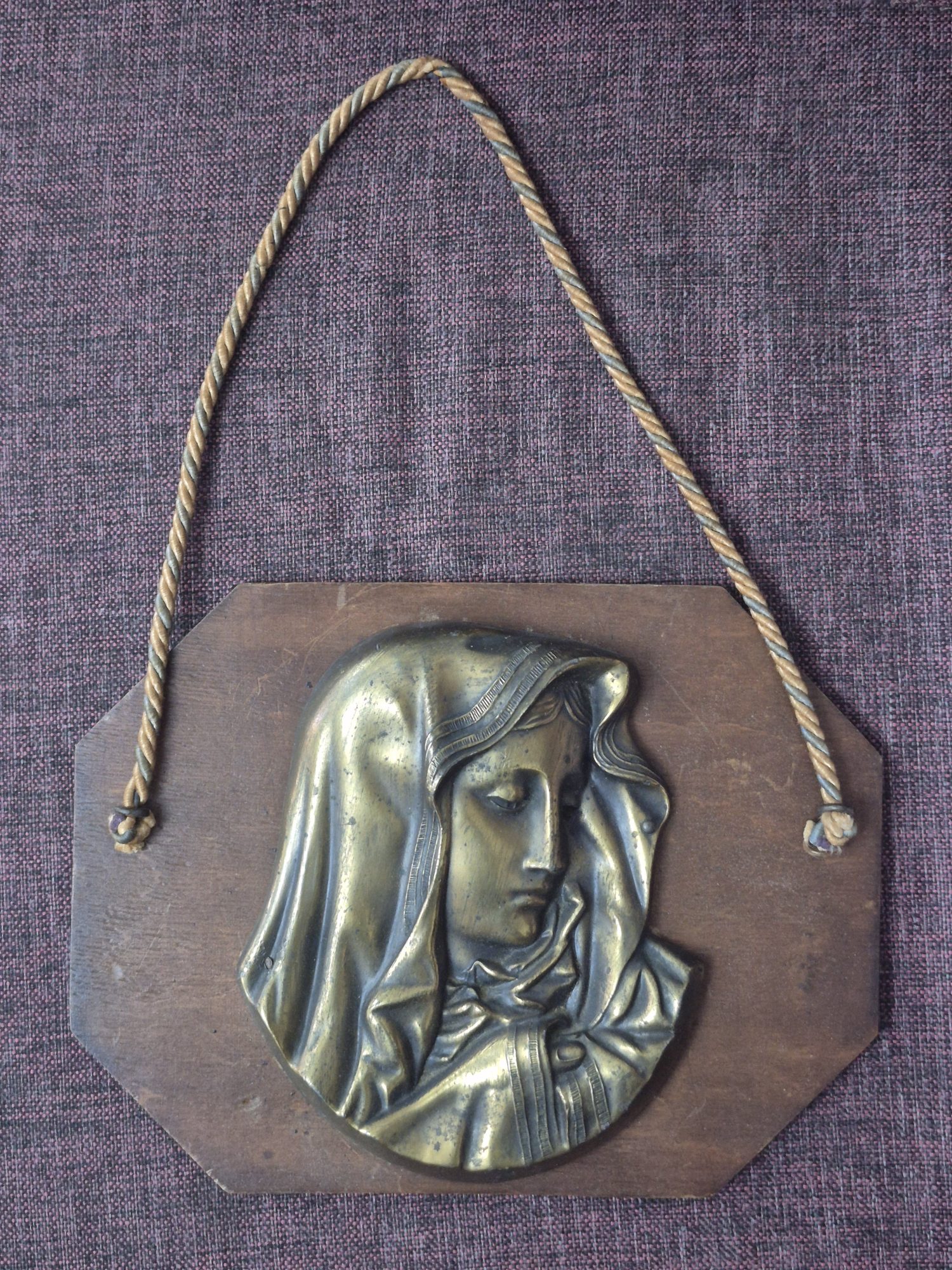 Bronz Tonlu Rölyef Meryem Tablo Ahşap - Görsel 2