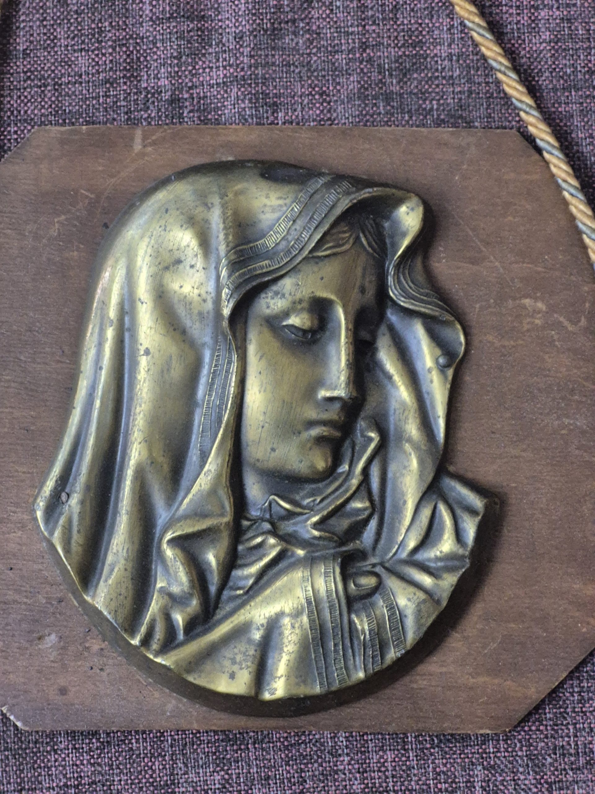 Bronz Tonlu Rölyef Meryem Tablo Ahşap