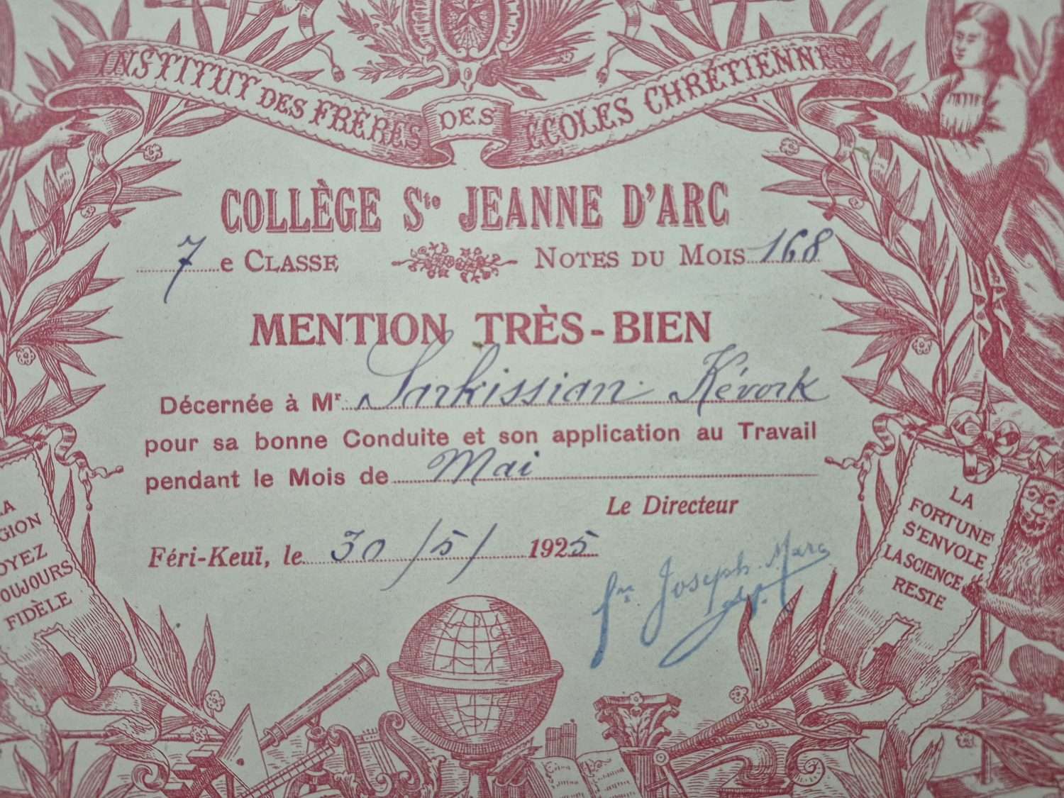 1925 Feriköy Aziz Jean Koleji Takdir Orijinal - Görsel 2